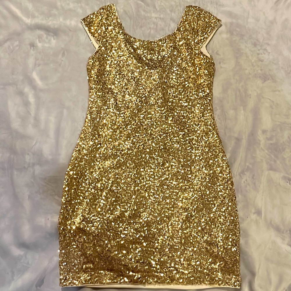 A gold sequin, HM brand dress, size medium.